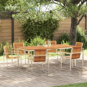 Conjunto de Jantar para Jardim vidaXL de 7 Peças em Madeira Acácia Maciça