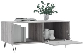 Mesa de centro 90x50x40 cm derivados de madeira cinzento sonoma