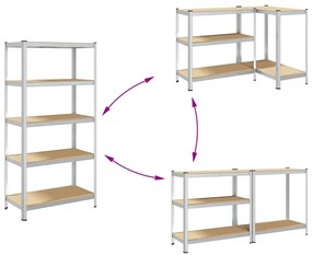 Prateleiras de armazenamento de 5 camadas 2 pcs aço prateado