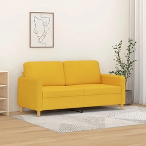 vidaXL Sofá de 2 lugares 140 cm tecido amarelo-claro