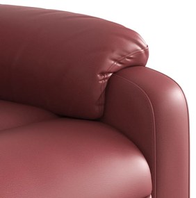 Poltrona massagens reclin. elétrica couro artif. vermelho-tinto