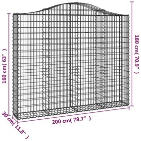 Cestos gabião arqueados 10pcs 200x30x160/180 ferro galvanizado