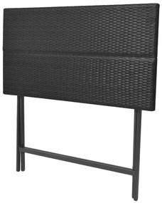 7 pcs conjunto de jantar dobrável jardim aço e vime PE preto