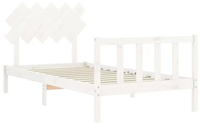 Estrutura de cama com cabeceira 100x200cm madeira maciça branco