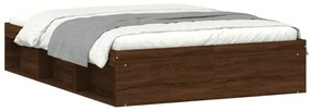 Estrutura de cama de casal 135x190 cm carvalho castanho