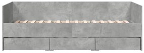 Sofá-cama com gavetas sem colchão 90x200 cm cinzento cimento