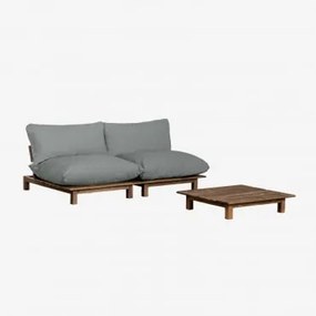 Conjunto De Jardim Com Sofá Reclinável Modular De 2 Peças E Mesa De Centro Em Madeira De Acácia Brina Cinza Antracite - Sklum