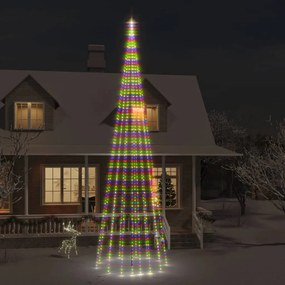 vidaXL Árvore de Natal mastro de bandeira 1134 LEDs 800 cm colorido