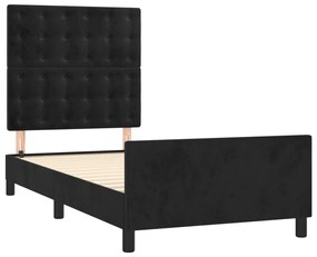 Estrutura de cama c/ cabeceira 90x190 cm veludo preto