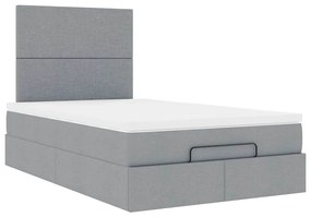 Estrutura cama otomana colchão 120x200 cm tecido cinzento claro