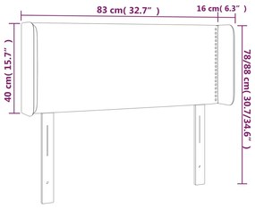 Cabeceira de cama c/ luzes LED veludo 83x16x78/88cm cinza-claro