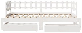 Sofá-cama com gavetão e gavetas sem colchão 90x190 cm branco