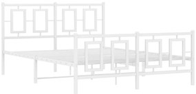 Estrutura de cama com cabeceira e pés 135x190 cm metal branco