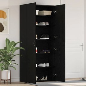 vidaXL Armário para Sapatos Preto Carvalho 80x35,5x180 cm Madeira de engenharia