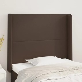 vidaXL Cabeceira cama c/ abas couro artif. 83x16x118/128 cm castanho