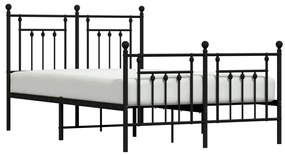 Estrutura de cama com cabeceira e pés 120x200 cm metal preto