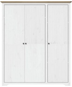 Roupeiro BODO 146x53,5x173 cm pinho maciço branco e castanho