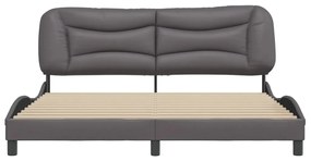 Estrutura cama c/ cabeceira 180x200cm couro artificial cinzento