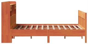 Cama sem colchão 135x190 cm madeira pinho maciça castanho-mel