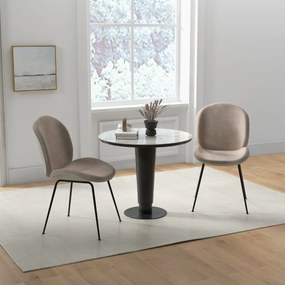 Conjunto de 2 cadeiras de jantar com encosto e base metálica Cadeiras de jantar em veludo para cozinha, sala de estar e quarto 49 x 65 x 87 cm Castanh