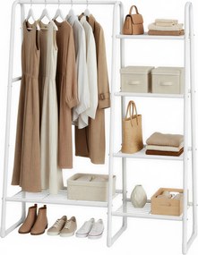 Guarda-roupa aberto, cabideiro com 5 prateleiras em metal 40 x 101,7 x 153,3 cm branco