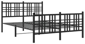 Estrutura de cama com cabeceira e pés 140x200 cm metal preto