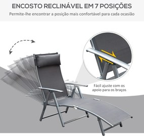 Espreguiçadeira Dobrável de Jardim com Encosto Ajustável em 7 Posições