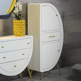 ARMÁRIO DE 2 PORTAS VENUS 60X32X133 CM BRANCO E DOURADO