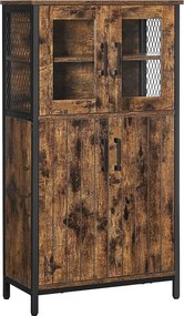 Aparador com portas de vidro 60 x 30 x 108 cm Castanho Vintage-preto