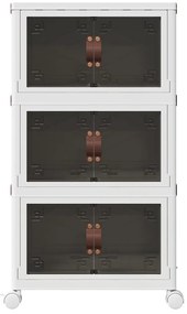 Caixa de arrumação empilhável rodas 3camadas 28L 48,5x29,5x86cm