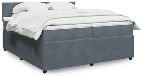 vidaXL Cama com molas/colchão 200x200 cm veludo cinzento-escuro
