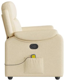 Poltrona de massagens reclinável tecido cor creme