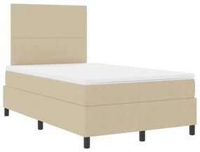 Cama Box Spring com Colchão &amp; Luz LED Verde Cinza 120x200 cm Tecido Co