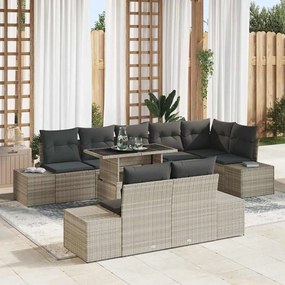 vidaXL Conjunto de Sofá de Jardim de 9 Peças com Almofadas Cinza Claro em Rattan Sintético