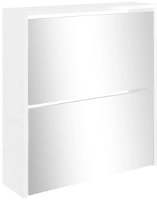 Sapateira c/ espelho 2 divisórias 63x17x67 cm branco brilhante