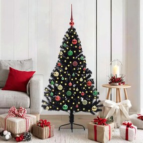 vidaXL Árvore de Natal Artificial Pré-iluminada Preto 150 cm PVC