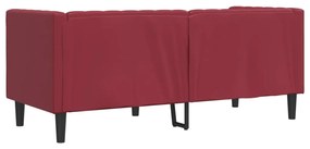 Sofá chesterfield 2 lugares couro artificial vermelho tinto