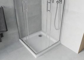 Mexen Rio cabine de duche quadrada 80 x 80 cm, transparente, cromada + base de duche Flat, branca - 860-080-080-01-00-4010