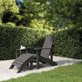 vidaXL Cadeira de jardim Adirondack com banco de pés PEAD antracite