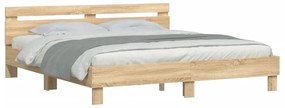 Estrutura cama c/ cabeceira derivados madeira carvalho sonoma