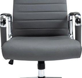 Cadeira de Escritório Kolumbus Couro Genuíno Cinza