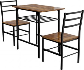 HOMCOM Conjunto de mesa de jantar com 2 cadeiras, mesa de cozinha com cadeiras para 2 pessoas, estrutura em metal, marrom | Aosom Portugal