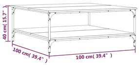 Mesa de centro 100x100x40 cm derivados de madeira cinza sonoma