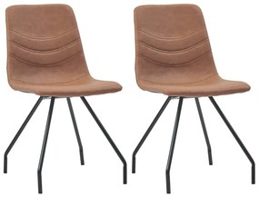 vidaXL Cadeiras de jantar 2 pcs couro artificial castanho