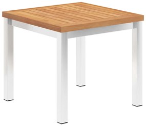 Mesa de apoio jardim 45x45x38 cm teca maciça/aço inoxidável