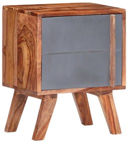 Mesa de cabeceira 40x30x50 cm madeira sheesham maciça cinzento