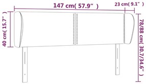 Cabeceira de cama c/ abas tecido 147x23x78/88 cm cinzento-claro