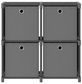 Unidade prateleiras 4 cubos c/ caixas 69x30x72,5cm tecido cinza
