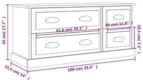 Móvel p/ TV 100x35,5x45cm derivados de madeira cinzento cimento