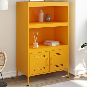 Aparador alto 68x39x113 cm aço amarelo mostarda